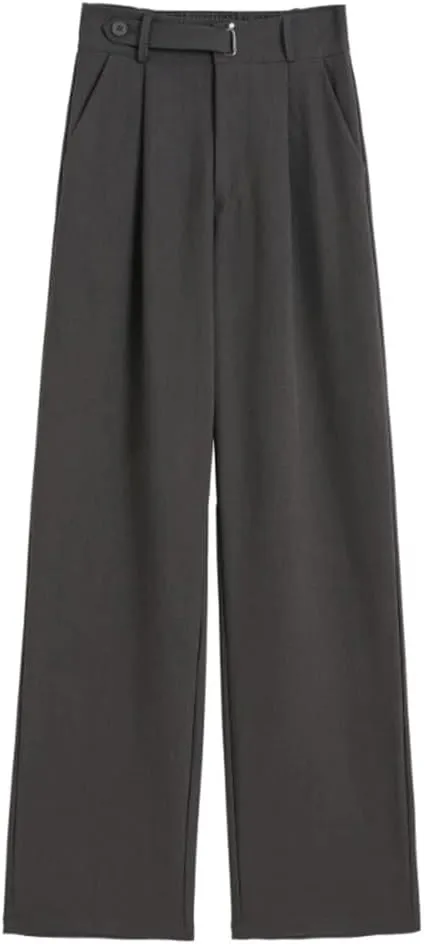 Women High Waist Suit Pants Wide Leg Full Pants Summer Elegant Straight Loose Trousers