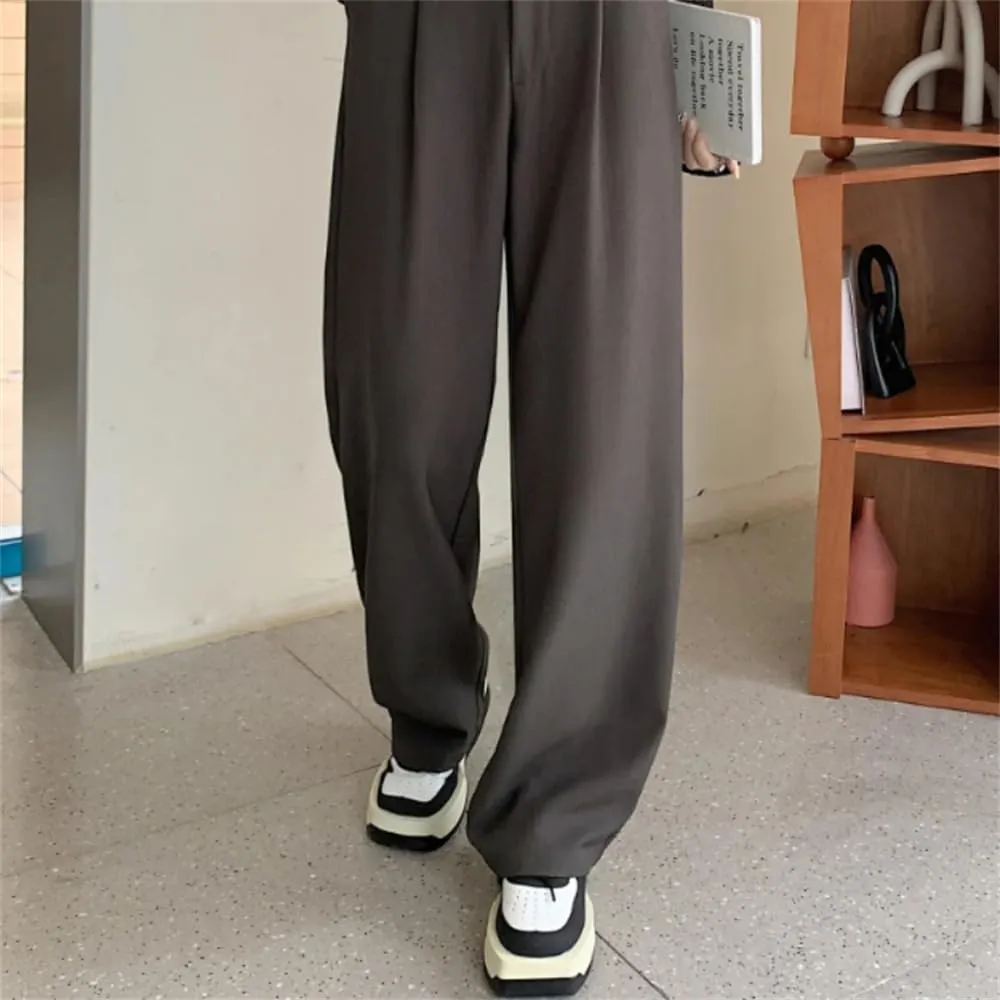 Women High Waist Suit Pants Wide Leg Full Pants Summer Elegant Straight Loose Trousers