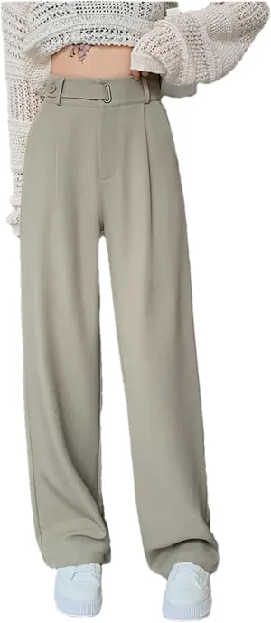 Women High Waist Suit Pants Wide Leg Full Pants Summer Elegant Straight Loose Trousers