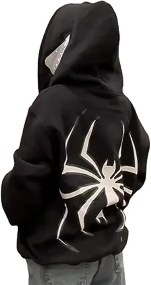 Women Men Oversized Harajuku Y2K Spider Graphic Hoodie Long Sleeve Full Zipper Jacket Coat Casual E Girl