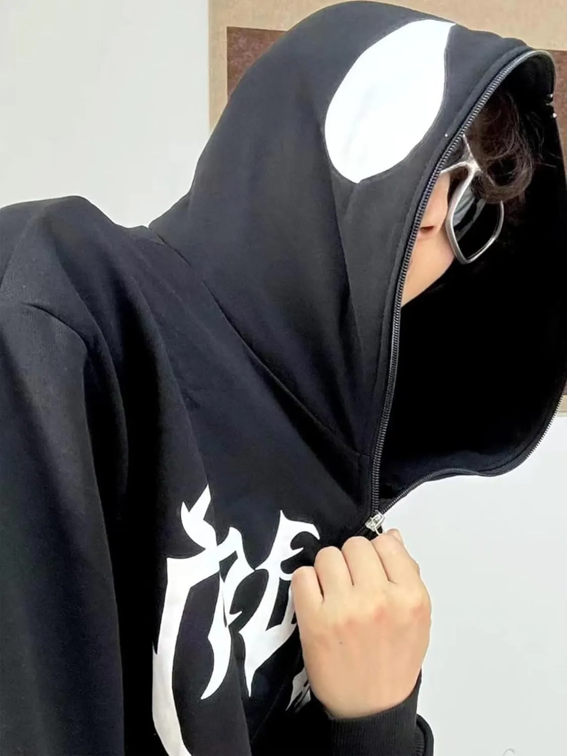 Women Men Oversized Harajuku Y2K Spider Graphic Hoodie Long Sleeve Full Zipper Jacket Coat Casual E Girl