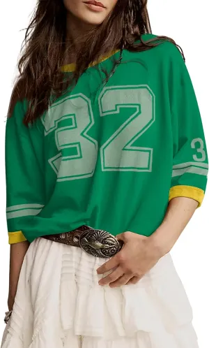 Women Oversized Graphic Print Short Sleeve T-Shirts Crewneck Color Block Shirts Casual Loose Fit 2024 Summer Tee Tops