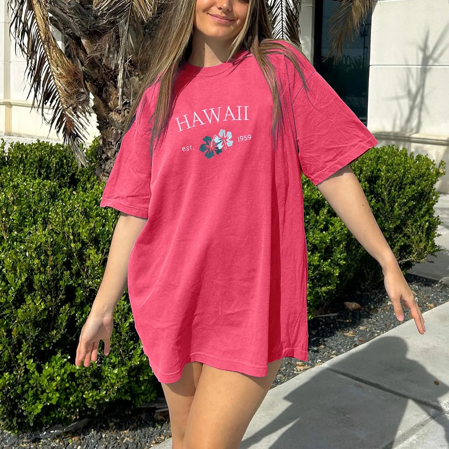 Women Teen Girls Oversized Graphic T Shirts Short Sleeve Aesthetic Baggy Top Y2K Summer Coastal Beach Tees