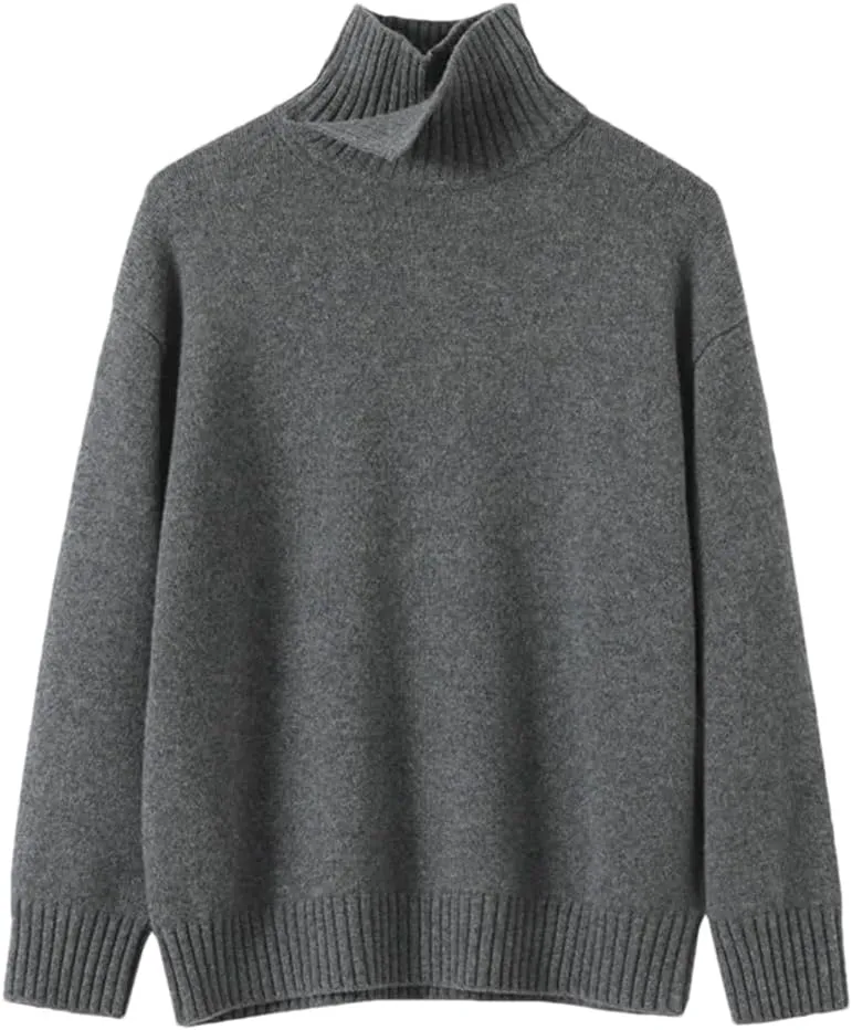 Women Turtleneck Pullover Wool Top Sweater Winter Oversized