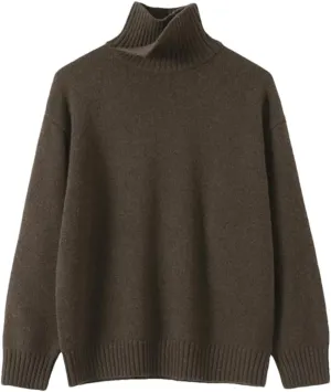 Women Turtleneck Pullover Wool Top Sweater Winter Oversized