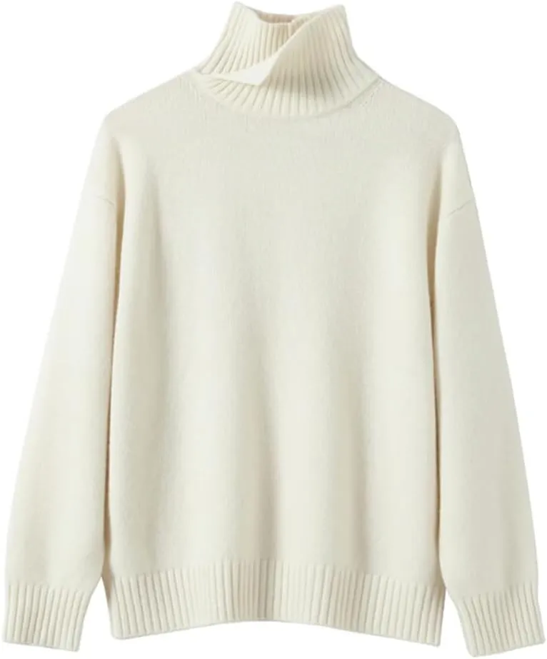 Women Turtleneck Pullover Wool Top Sweater Winter Oversized