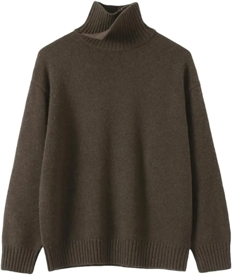 Women Turtleneck Pullover Wool Top Sweater Winter Oversized