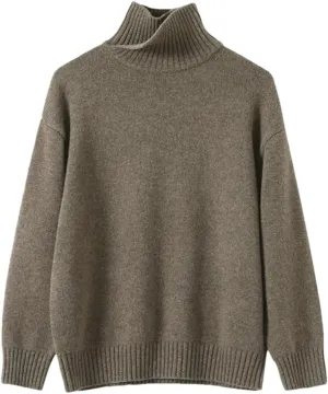 Women Turtleneck Pullover Wool Top Sweater Winter Oversized