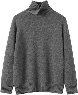 Women Turtleneck Pullover Wool Top Sweater Winter Oversized