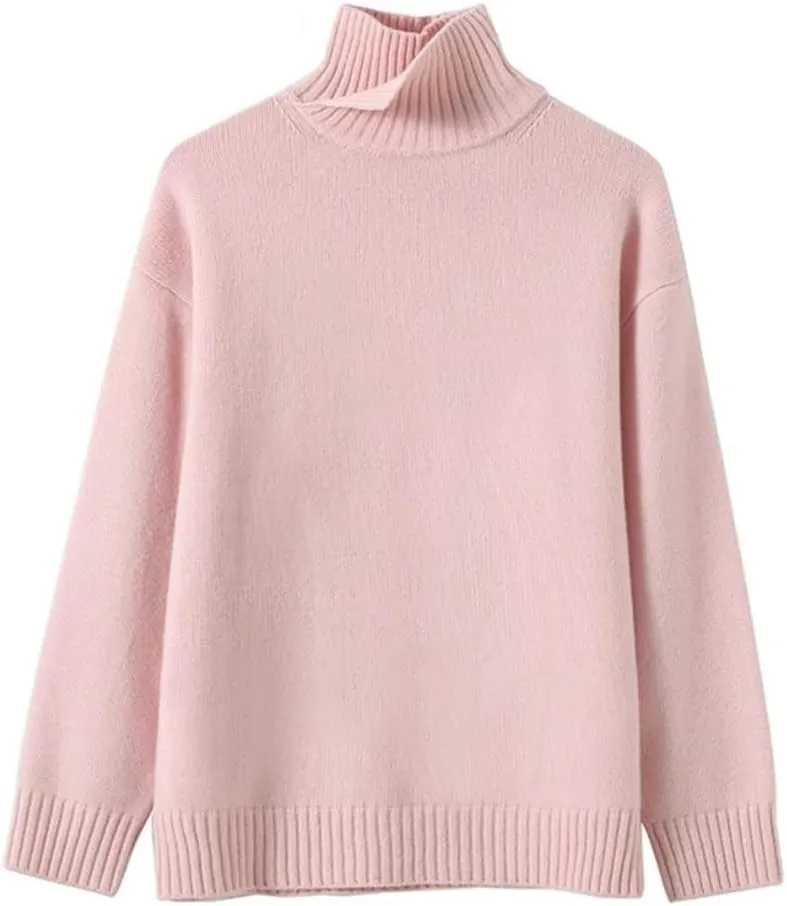 Women Turtleneck Pullover Wool Top Sweater Winter Oversized