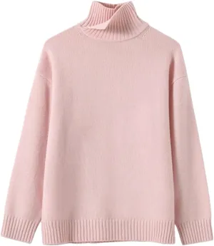 Women Turtleneck Pullover Wool Top Sweater Winter Oversized