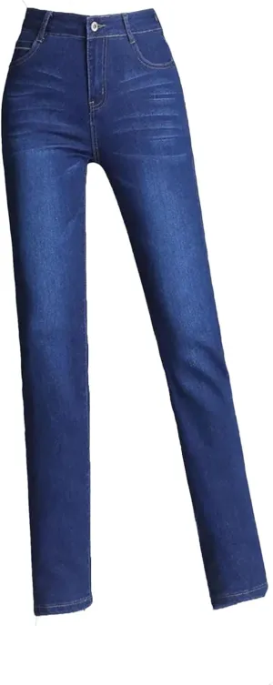 Women Vintage Skinny Stretch Straight Jeans Fashion Casual High Waist Slim Pencil Denim Pants