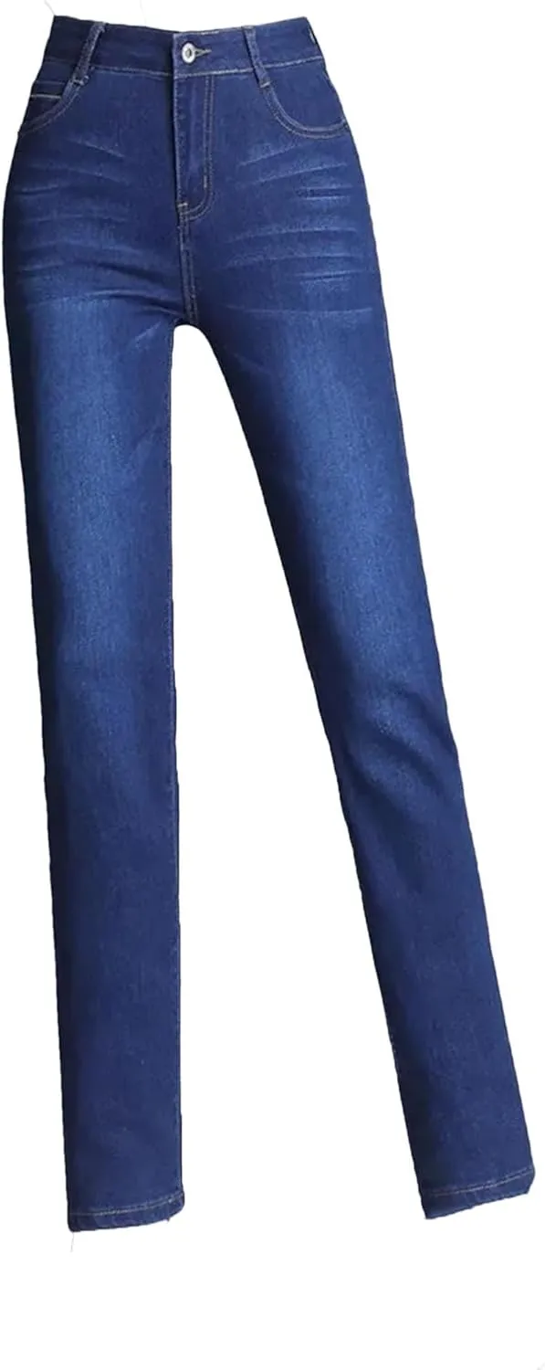 Women Vintage Skinny Stretch Straight Jeans Fashion Casual High Waist Slim Pencil Denim Pants