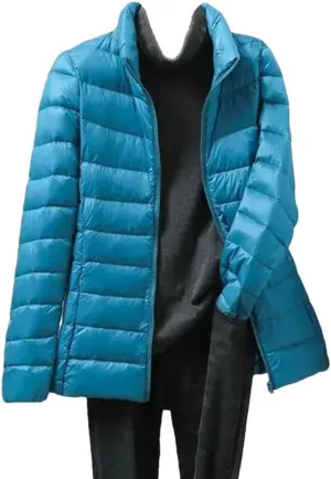 Women Winter Ultra Light Slim Puffer Jacket Portable Windproof Down Coat