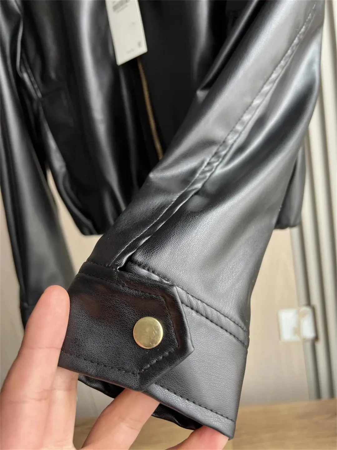 Women Y2k Motorcycle Long Sleeve Stand Collar Leather Jacket Casual PU Zipper Coat Outerwear