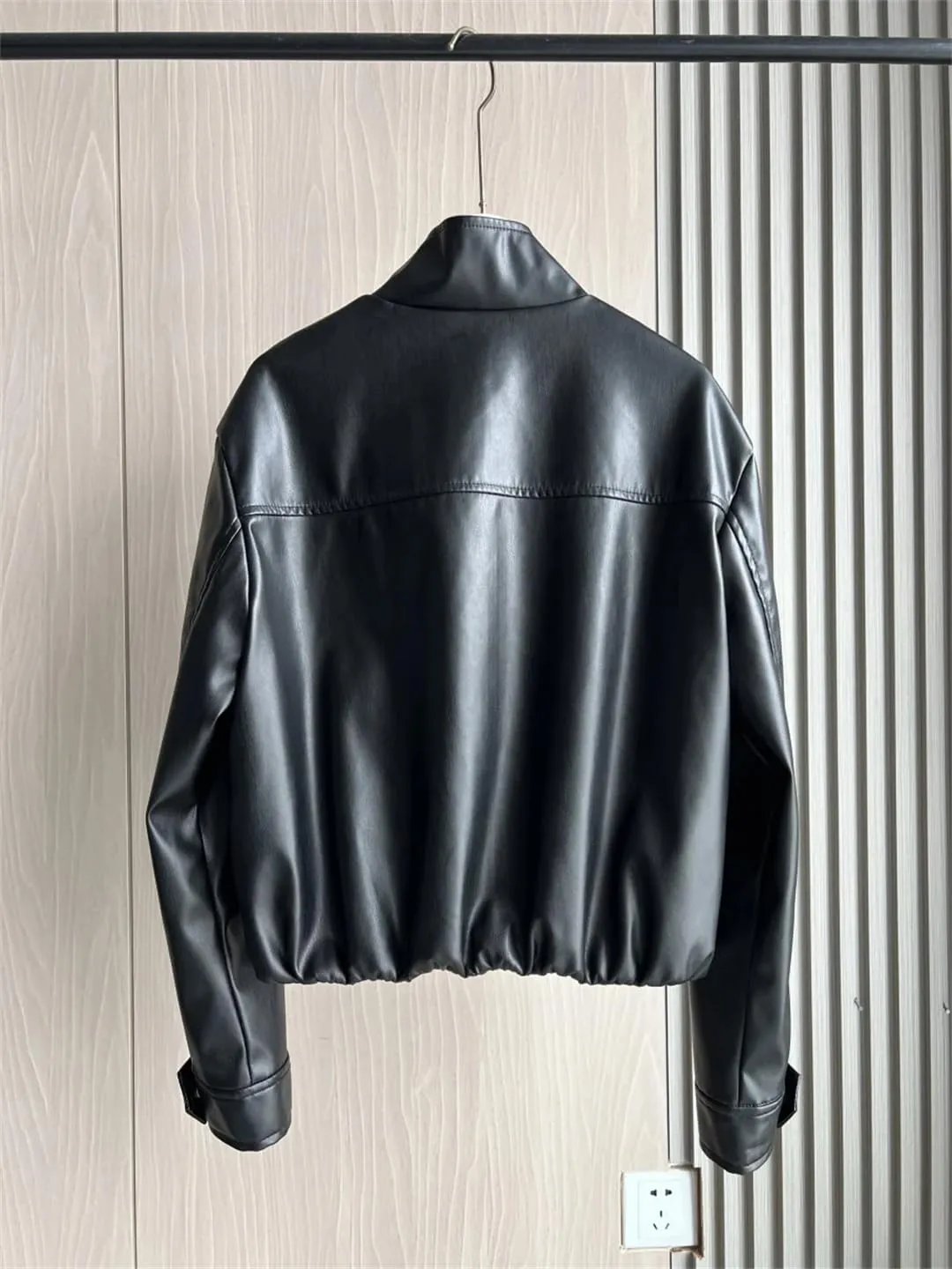 Women Y2k Motorcycle Long Sleeve Stand Collar Leather Jacket Casual PU Zipper Coat Outerwear