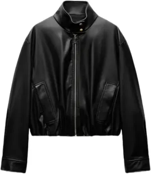 Women Y2k Motorcycle Long Sleeve Stand Collar Leather Jacket Casual PU Zipper Coat Outerwear