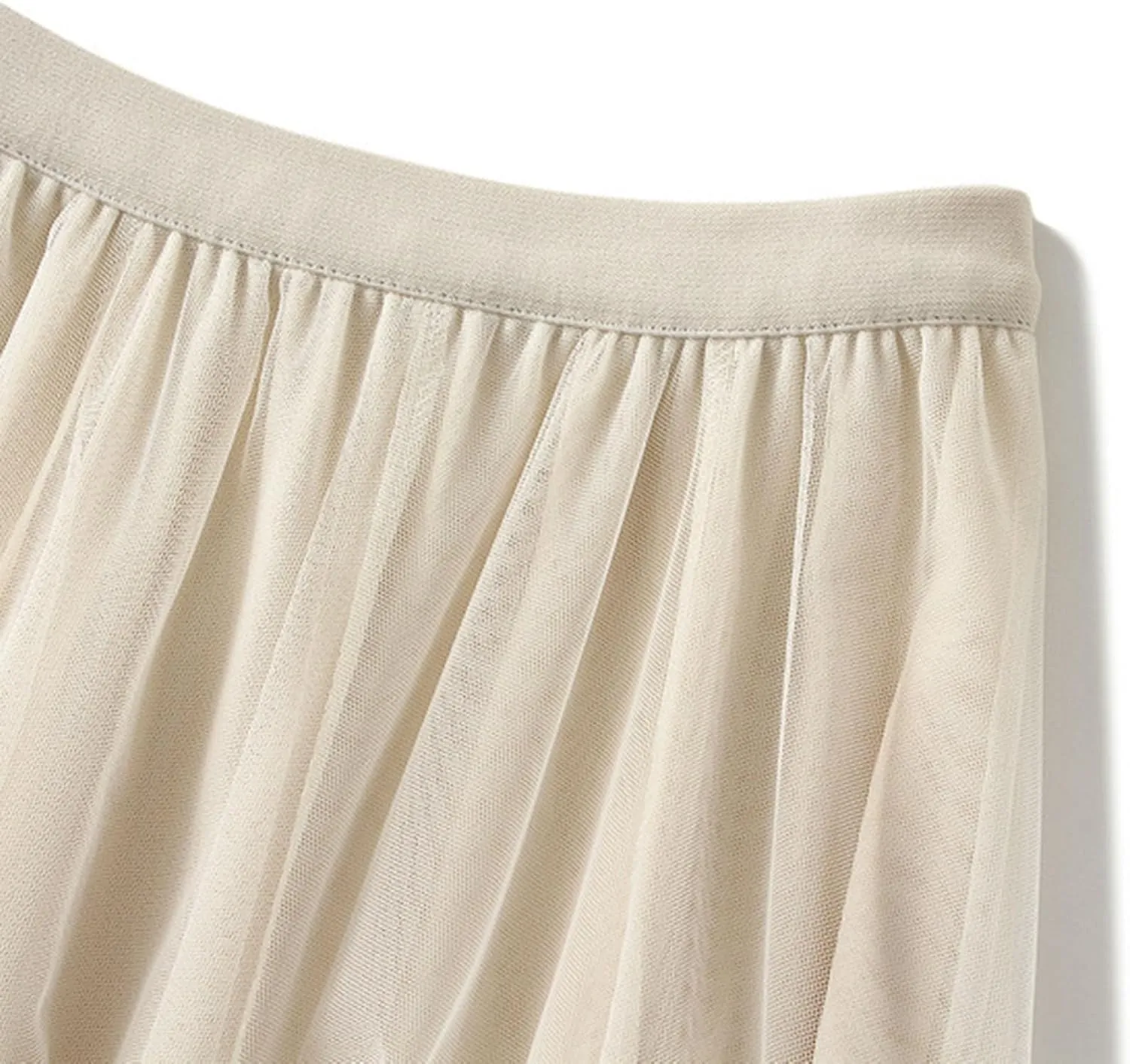 Women's A-Line Bow Elastic Waist Midi Skirt Fairy Flowy Tulle Pleated Tiered Party Long Skirts