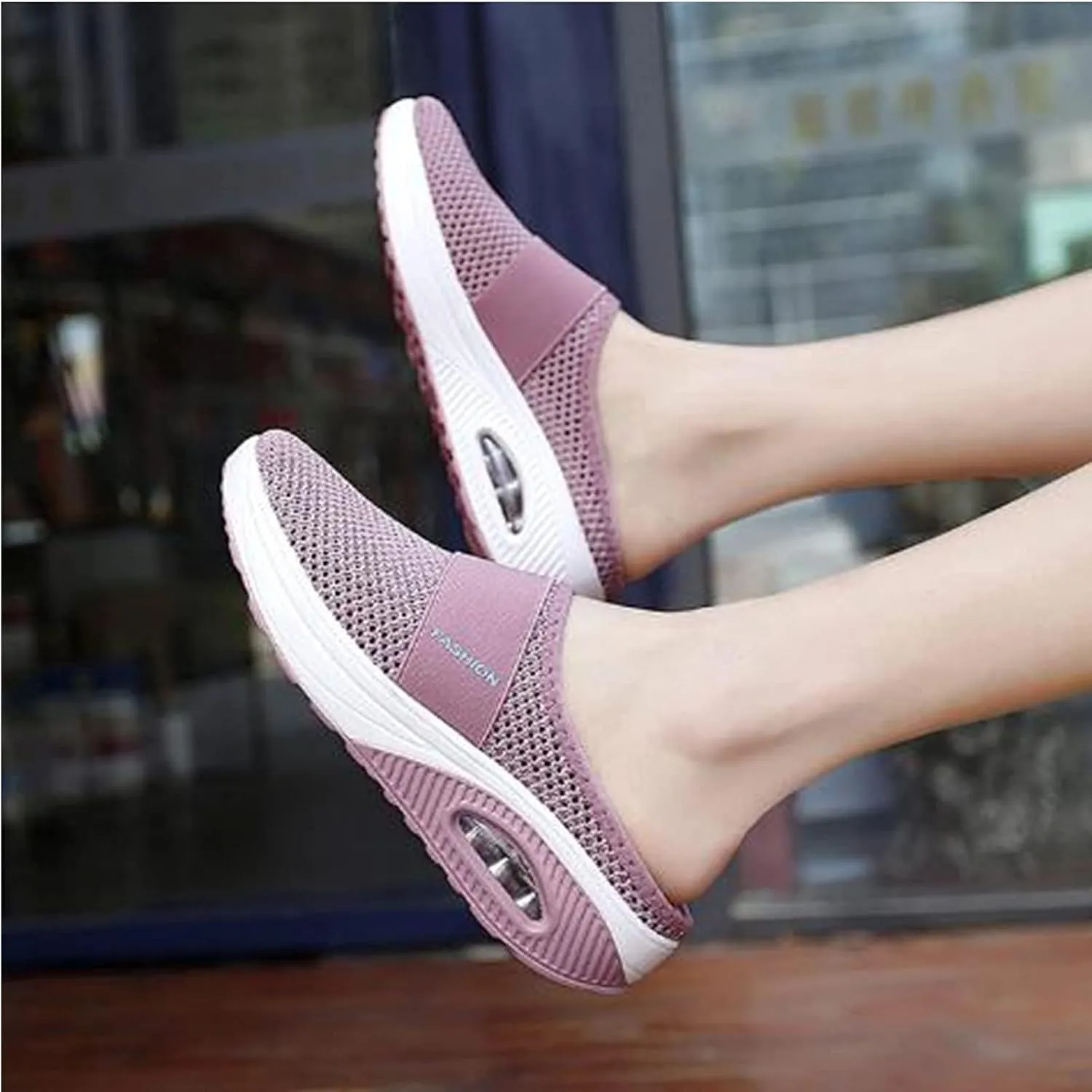 Women's Air Cushioned Arch Support Walking Shoes Mesh Orthopedic Diabetic Slippers Summer Slip-On Mule Sneakers Breathable Slippers Closed Toe Slides Outdoor Going Out Lounge
