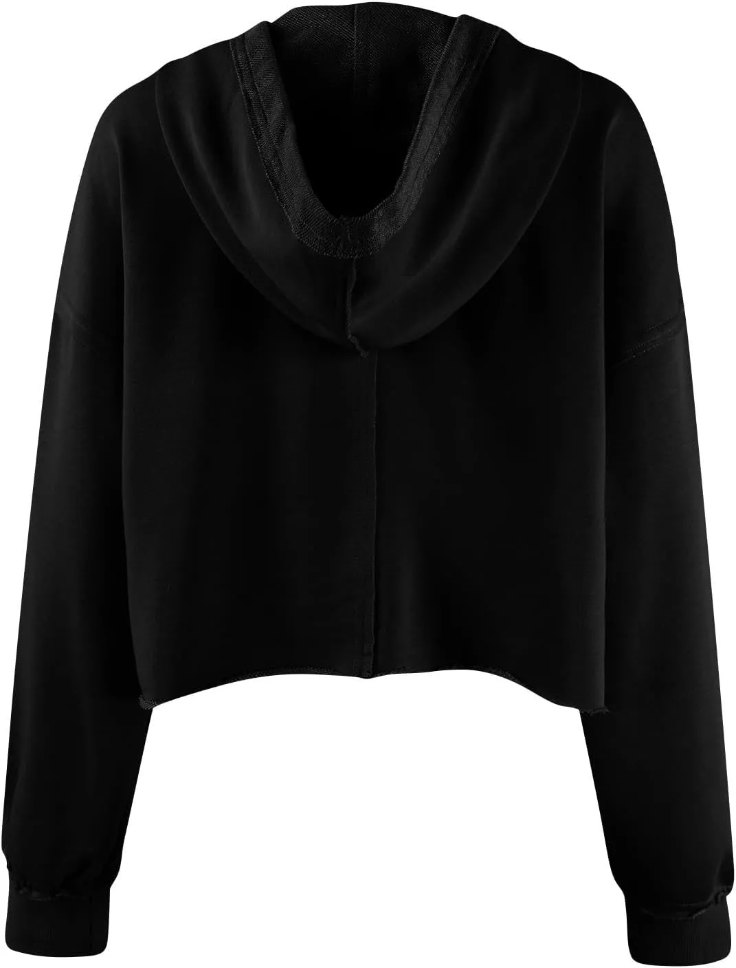 Womens Cropped Hoodies Long Sleeves V Neck Loose Casual Hooded Sweatshirts 2024 Fall Fashion Clothes