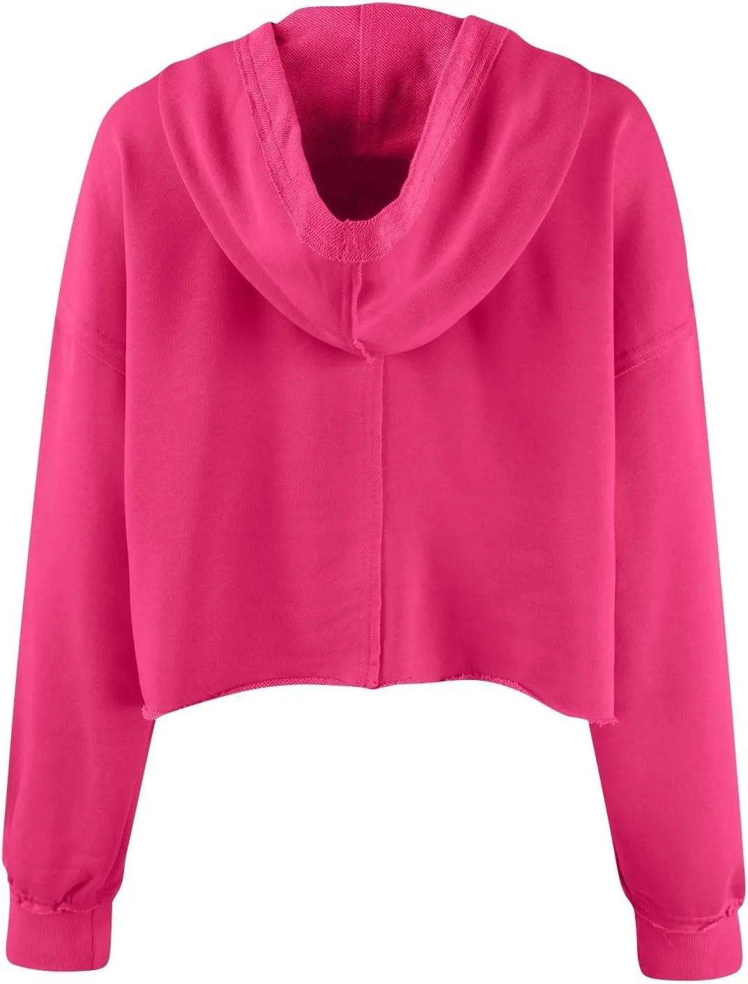 Womens Cropped Hoodies Long Sleeves V Neck Loose Casual Hooded Sweatshirts 2024 Fall Fashion Clothes
