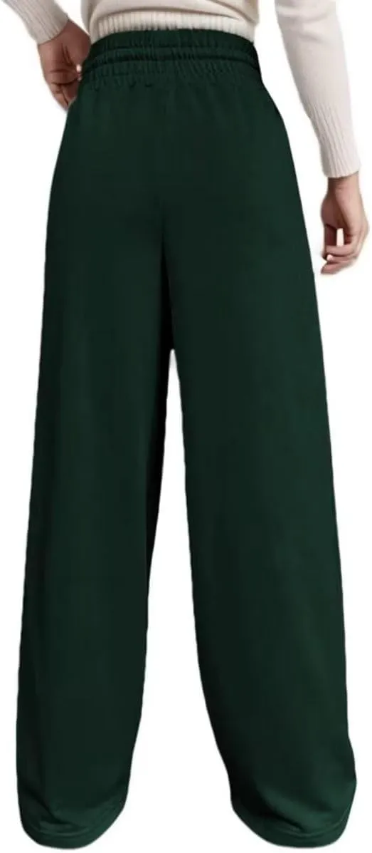 Women's Drawstring Elastic High Waist Wide Leg Sweatpants Trendy Lounge Pants Fall Fashion Trousers with Pockets