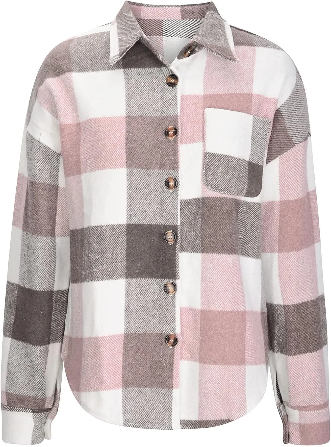 Womens Fashion Plaid Shacket Button Down Long Sleeve Shirts Casual Loose Fit Jacket Womens Tops Spring Fall Outfits