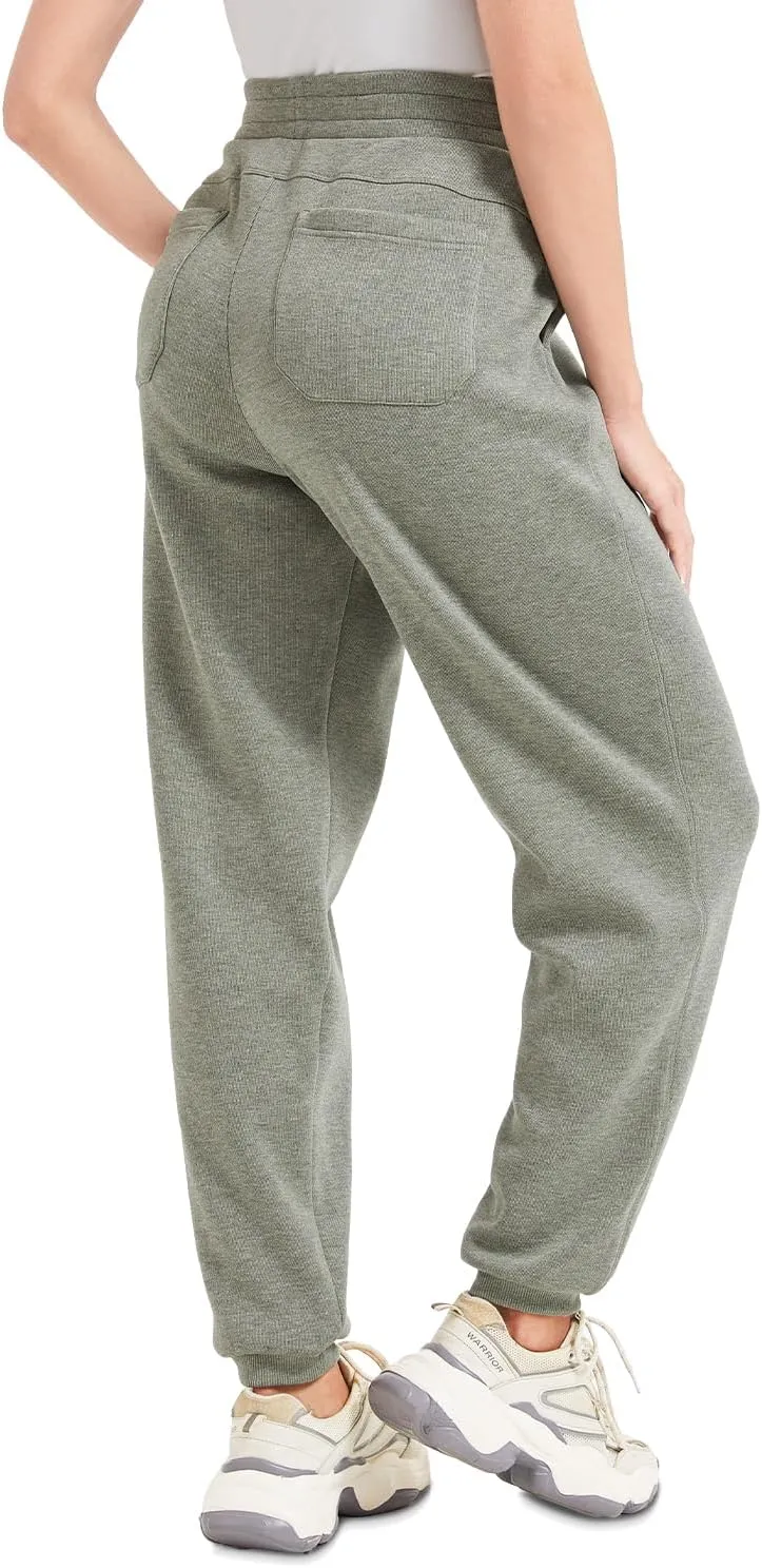 Womens Fleece Lined Sweatpants High Waisted Casual Baggy Sweatpants with Pockets Winter Thermal Jogger Pants