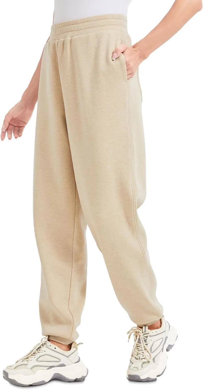 Womens Fleece Lined Sweatpants High Waisted Casual Baggy Sweatpants with Pockets Winter Thermal Jogger Pants