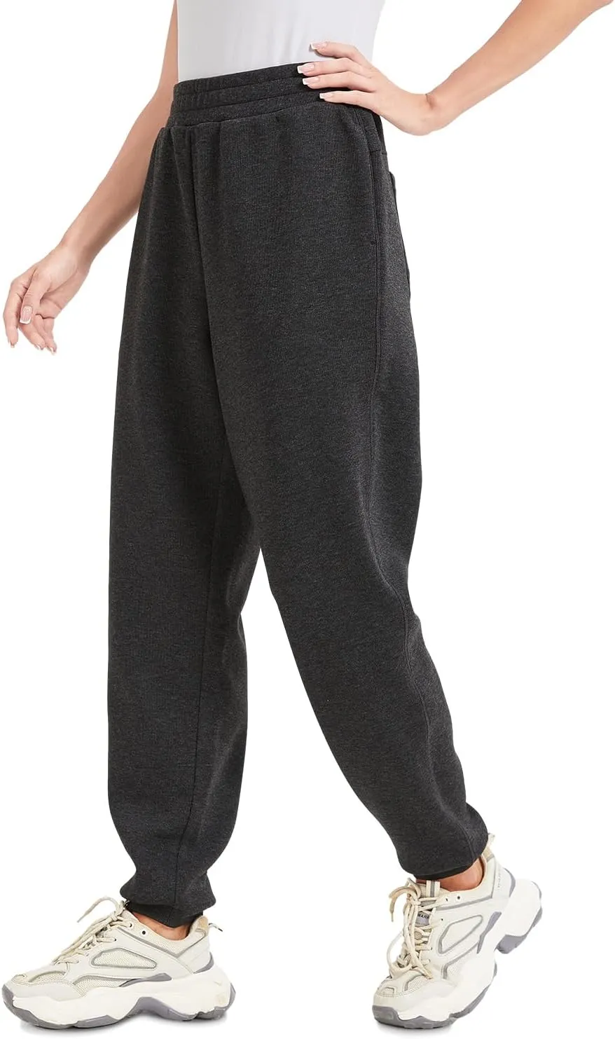 Womens Fleece Lined Sweatpants High Waisted Casual Baggy Sweatpants with Pockets Winter Thermal Jogger Pants