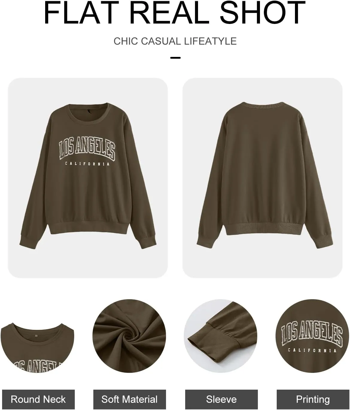 Women's Graphic Sweatshirts Oversized Long Sleeve Cute Los Angeles Loose Crewneck Pullover Sweatshirt