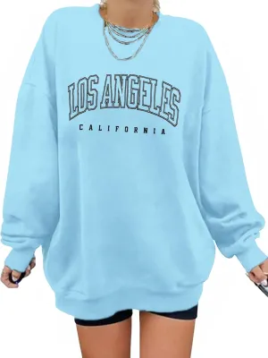 Women's Graphic Sweatshirts Oversized Long Sleeve Cute Los Angeles Loose Crewneck Pullover Sweatshirt