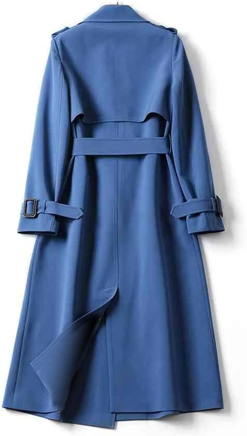 Womens Long Trench Coat Double Breasted Classic Windbreaker Belted Slim Overcoat Casual Outerwear Fashion Winter Jackets