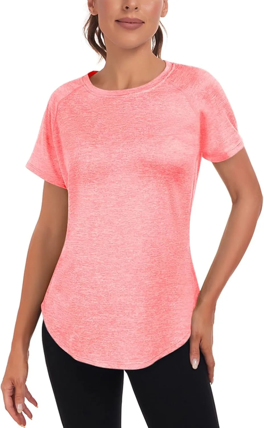 Women's Long Workout Tops,Short Sleeve Dry-Fit Mesh Open Back Loose Fit Gym Athletic Running Shirts Exercise Tee