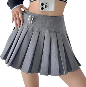 Womens Mini Pleated Skirt High Waisted Sexy Club Tennis Skirt A-Line School Uniform Y2k Short Preppy Skater Skirts