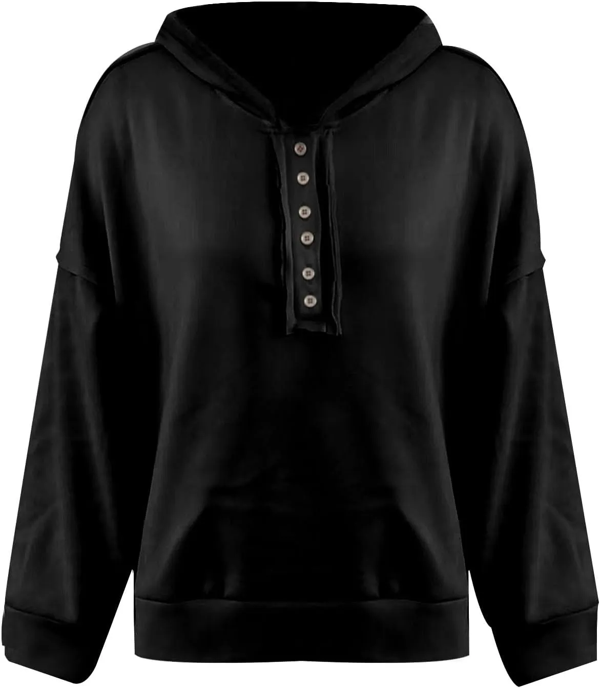 Womens Oversized Hoodies Trendy Loose Button v Neck Hooded Pullover Sweatshirt Fall Outfits 2024 Preppy Clothes