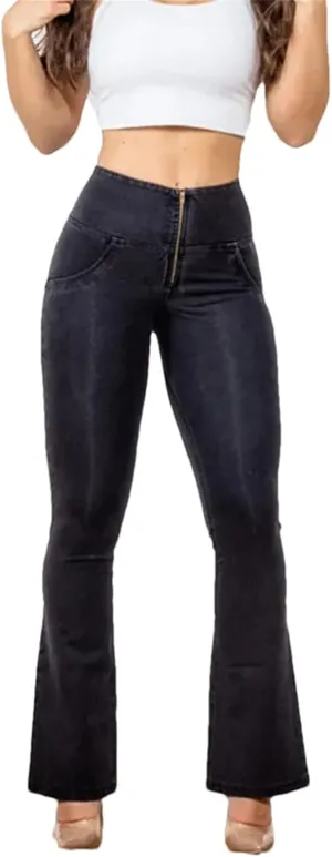 Womens Skinny Butt Lifting Flare Jeans High Strecth Yoga Pants Zipper Fly Slim Sexy Elegant Denim Pants