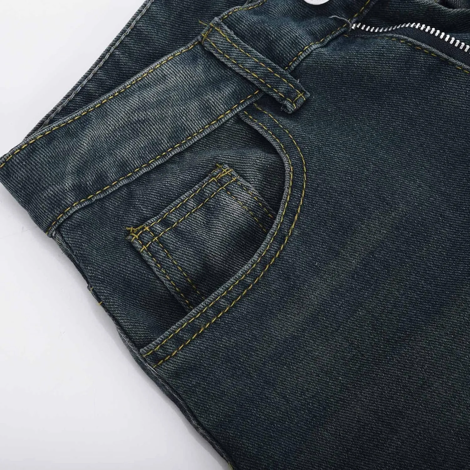 Women's Straight Leg Flared Jeans Pockets High Waisted Loose Casual Pants Outside Trendy Fashion Vintage Denim Pants