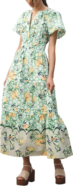 Womens Summer Boho Maxi Dresses Floral V Neck Tiered Short Sleeve Long Dress Flowy Beach Vacation Dress with Pockets