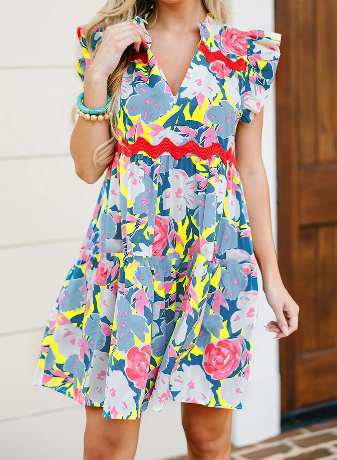 Women's Summer Dresses Casual Loose Midi Dresses Bohemian Floral Dresses A-Line Mini Dresses