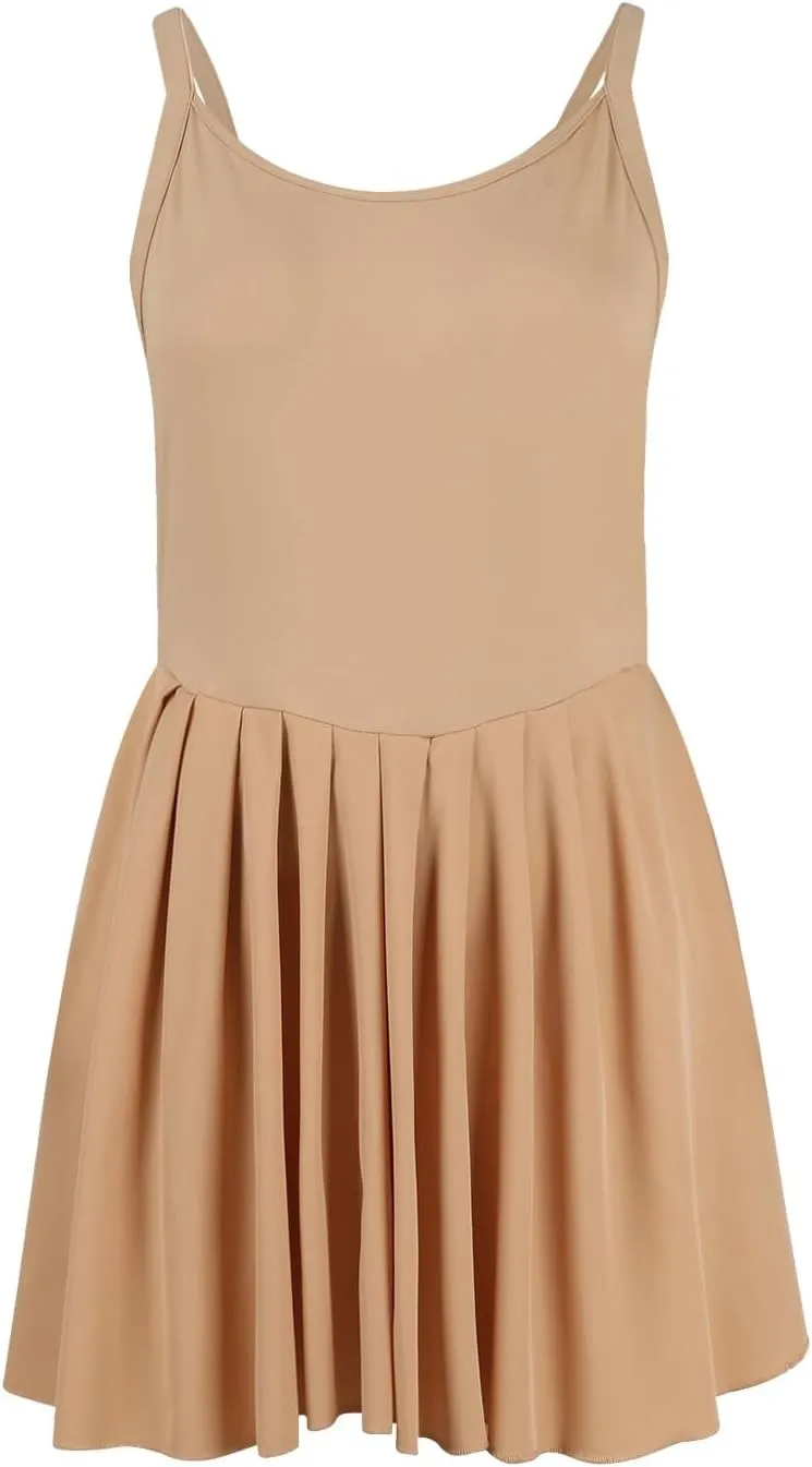 Womens Tennis Dress Sleeveless Athletic Workout Dress with Built in Shorts Cute Pleated Mini Golf Romper Dresses