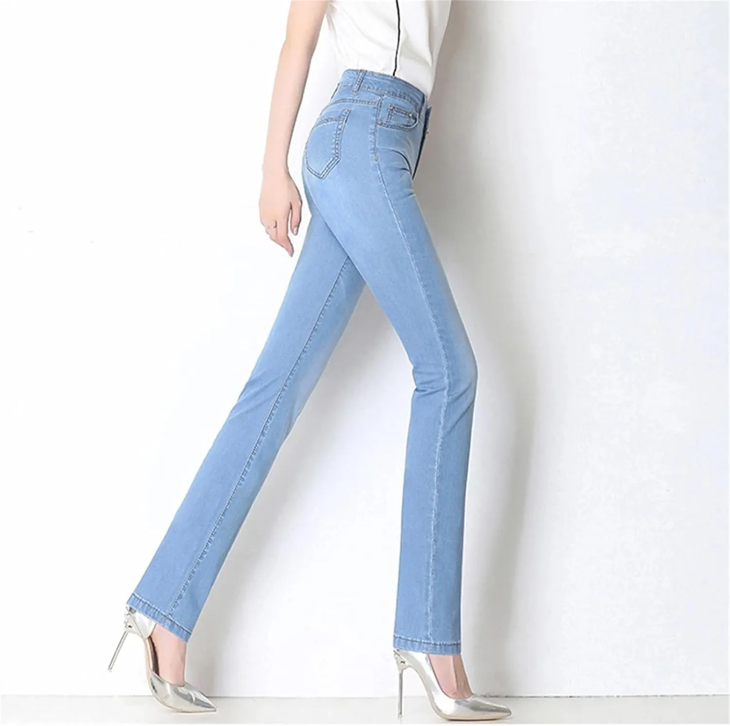 Womens Thin Skinny Jeans Straight Slimming Fit Pencil Pants Cotton Stretch Casual Denim Pants