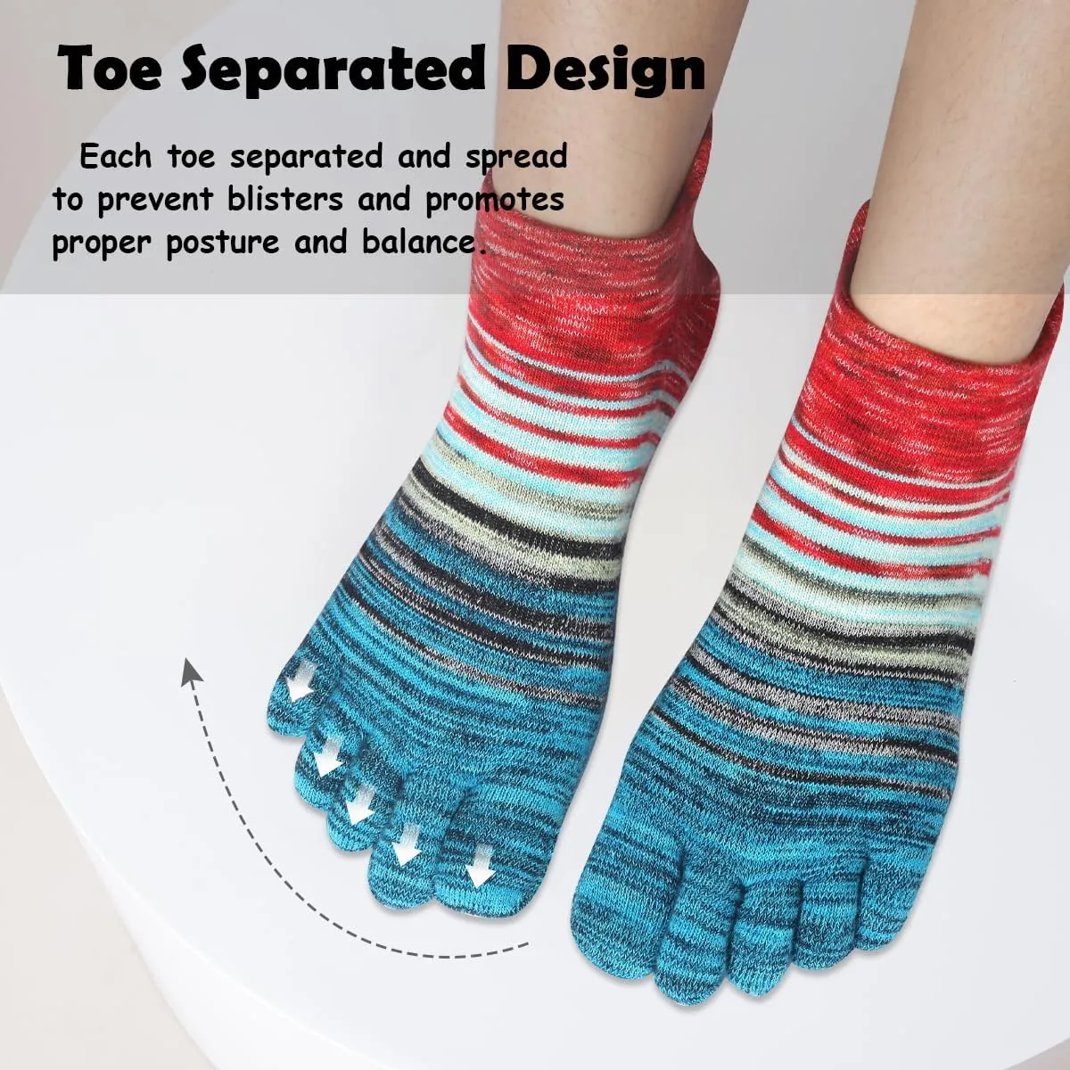 Women's Toe socks Cotton Lightweight No Show Five Fingers Running Socks 4 Pack