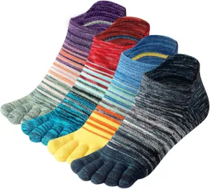 Women's Toe socks Cotton Lightweight No Show Five Fingers Running Socks 4 Pack