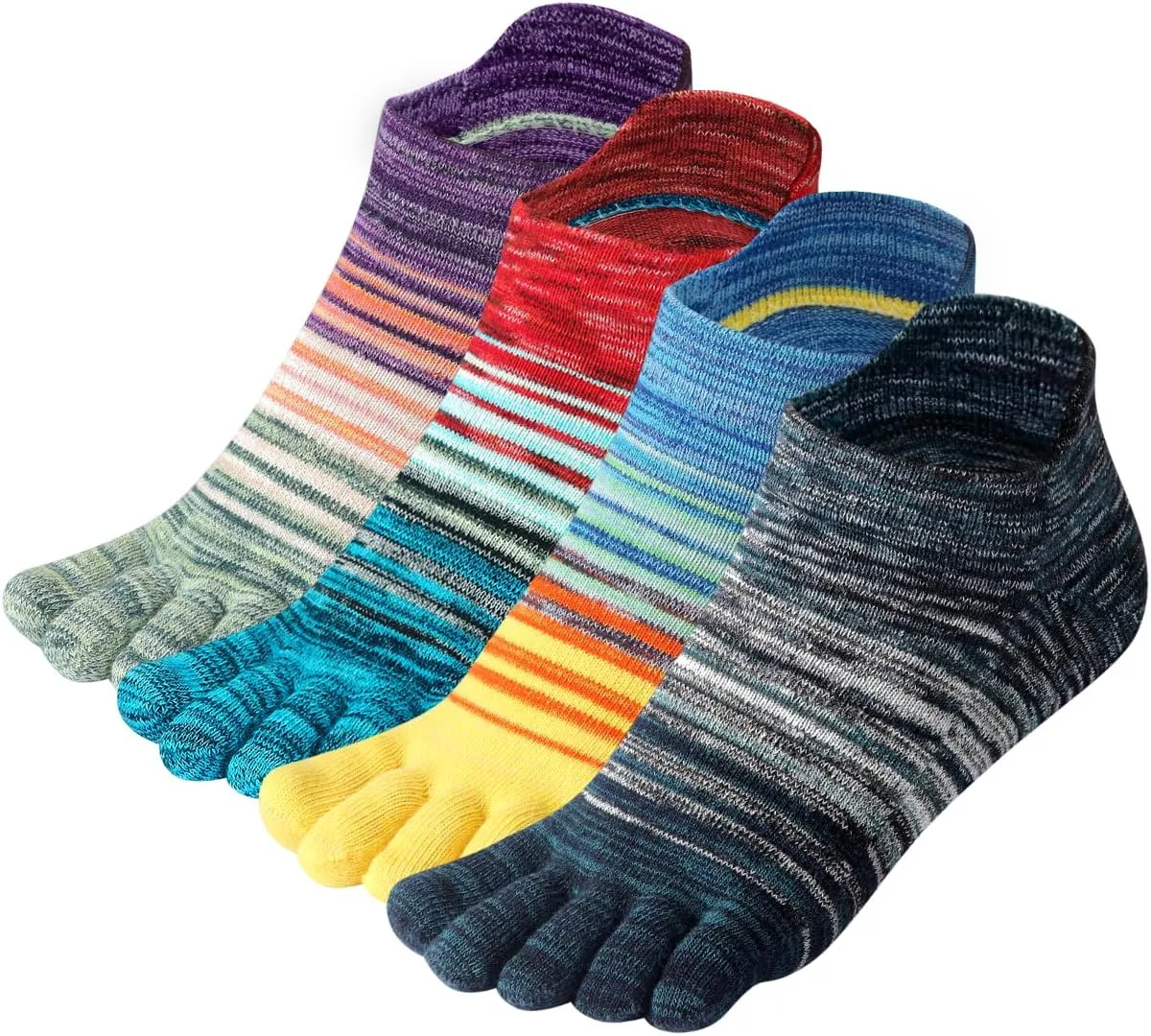 Women's Toe socks Cotton Lightweight No Show Five Fingers Running Socks 4 Pack