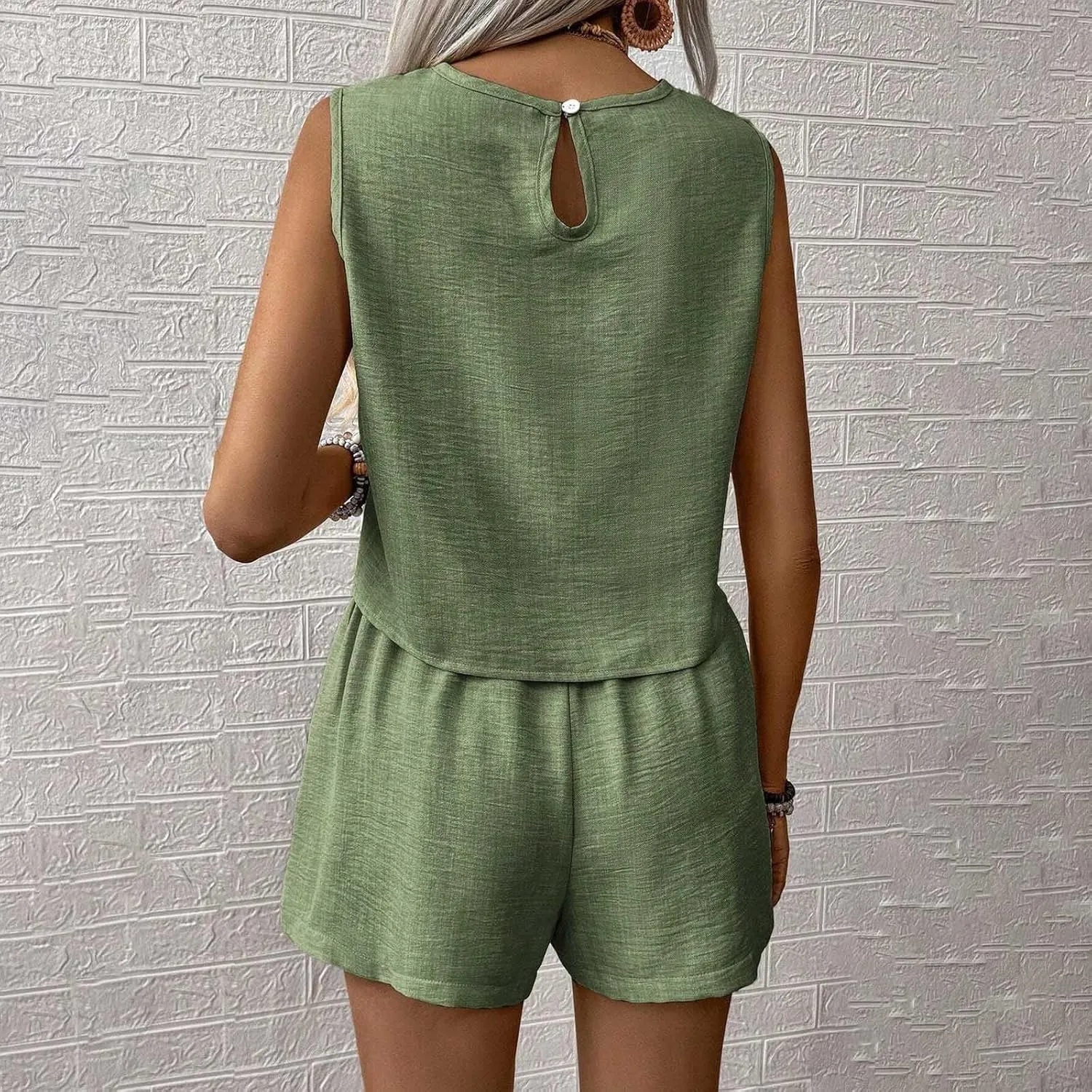 Womens Two Piece Sets Matching Lounge Sweatsuits Sleeveless Tops with Short Outfits Dressy Pants Sets Tracksuit