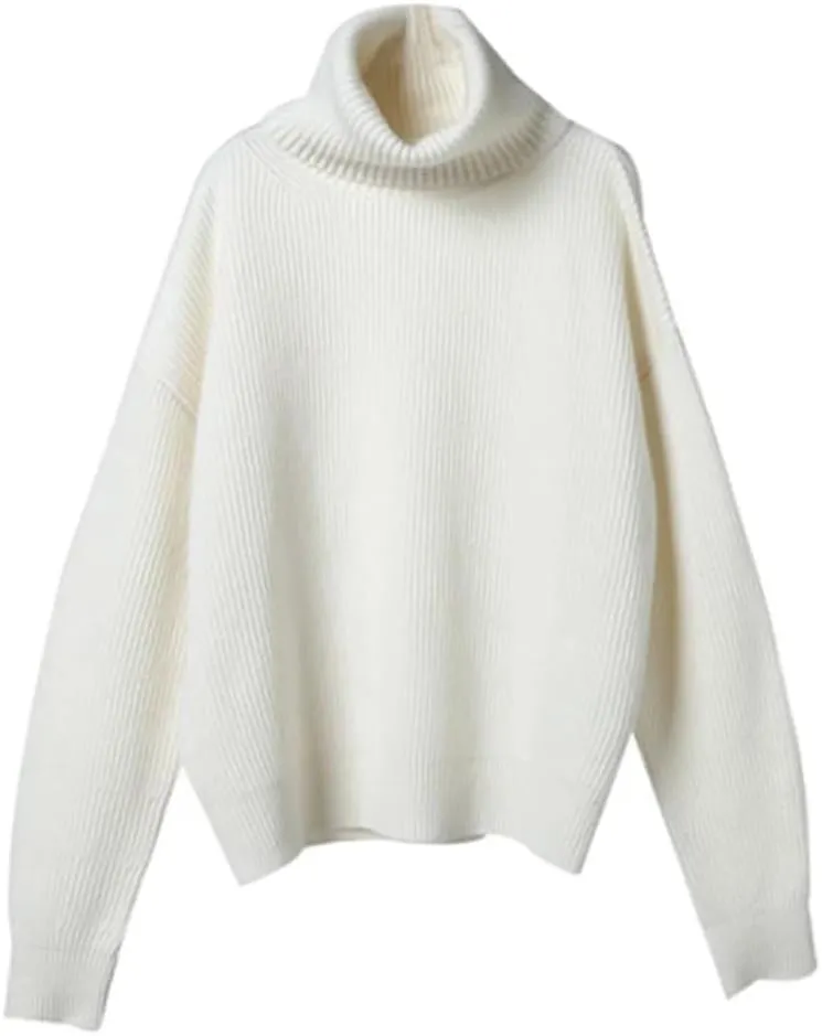 Women's Warm Wool Sweater Winter Turtlenecks Casual Loose Oversized Knitted Pullover Sweaters Top