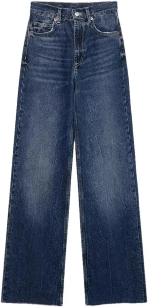 Women's Wide Leg Jeans Mid Waist Loose Straight Leg Soft Comfortable Jeans