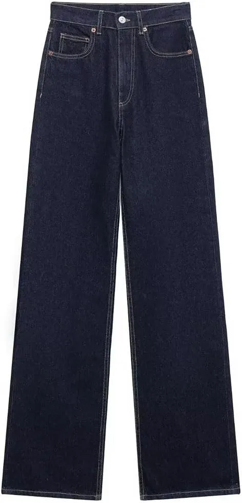 Women's Wide Leg Jeans Mid Waist Loose Straight Leg Soft Comfortable Jeans