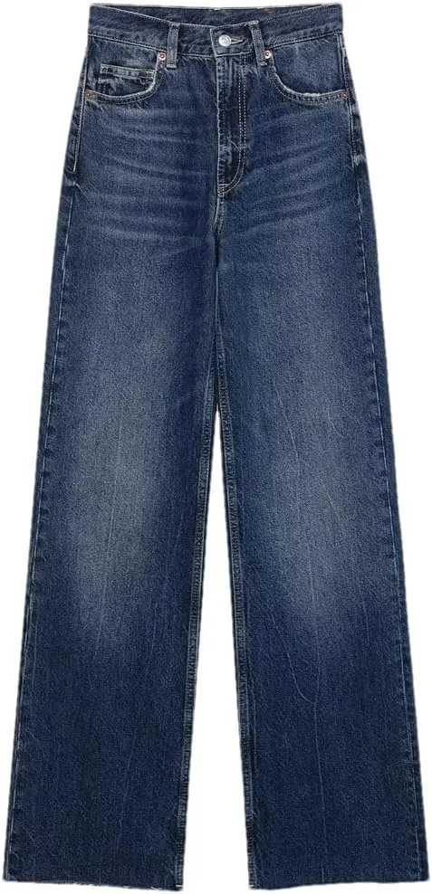 Women's Wide Leg Jeans Mid Waist Loose Straight Leg Soft Comfortable Jeans